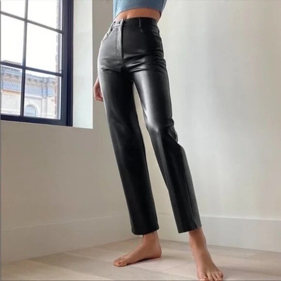 Wilfred Aritzia Black Melina Faux Leather Pants - Picture 1 of 13